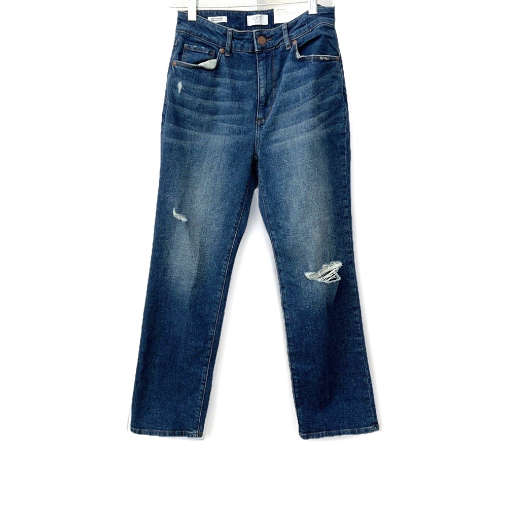 Ann Taylor Petite Curvy Straight Jeans Women's 2P Blue Denim High Rise